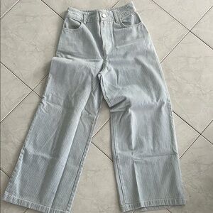 Zara Women Pinstripped Jeans Blue and White